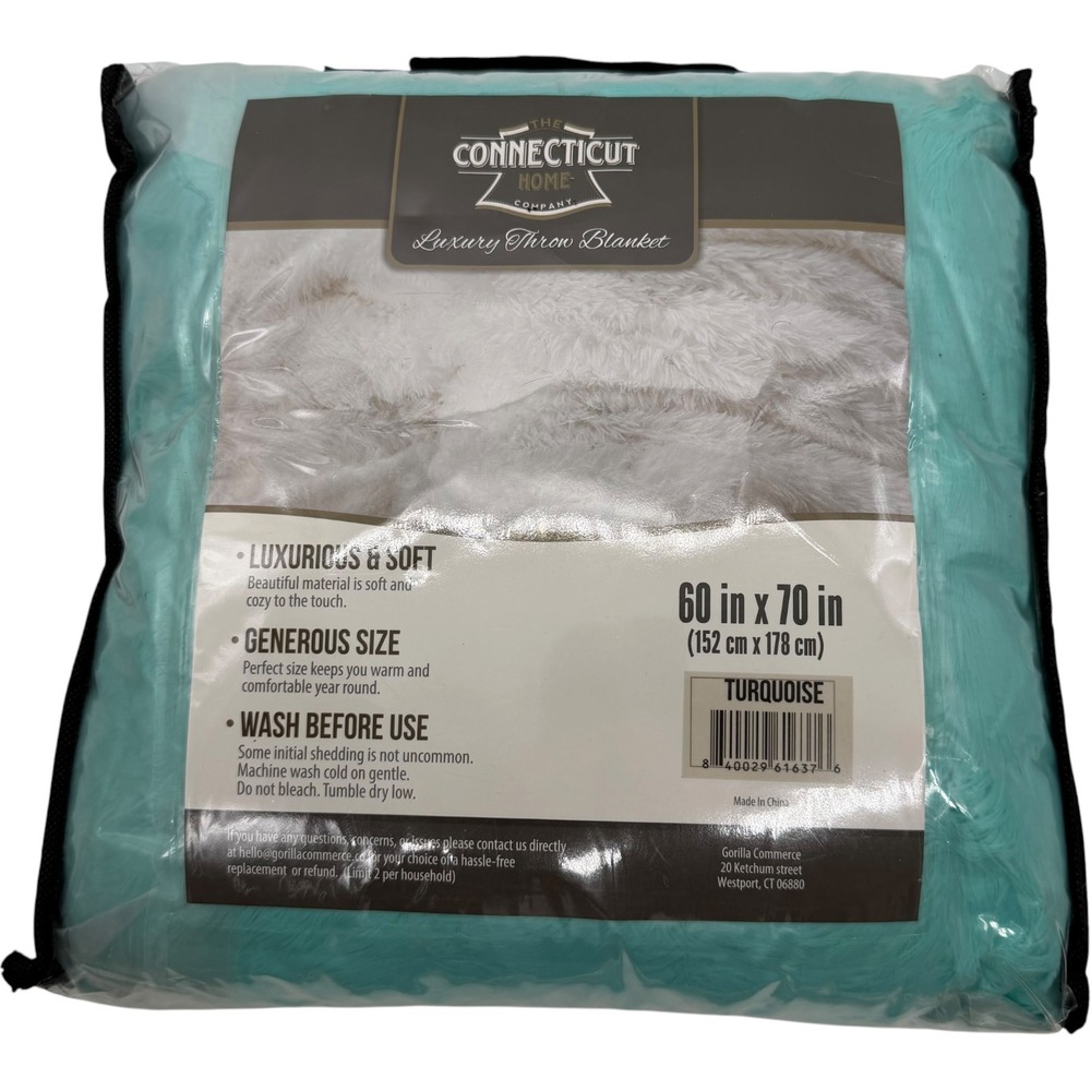 The Connecticut Home Company Luxury Throw Blanket Turquoise 60x70 New Unused